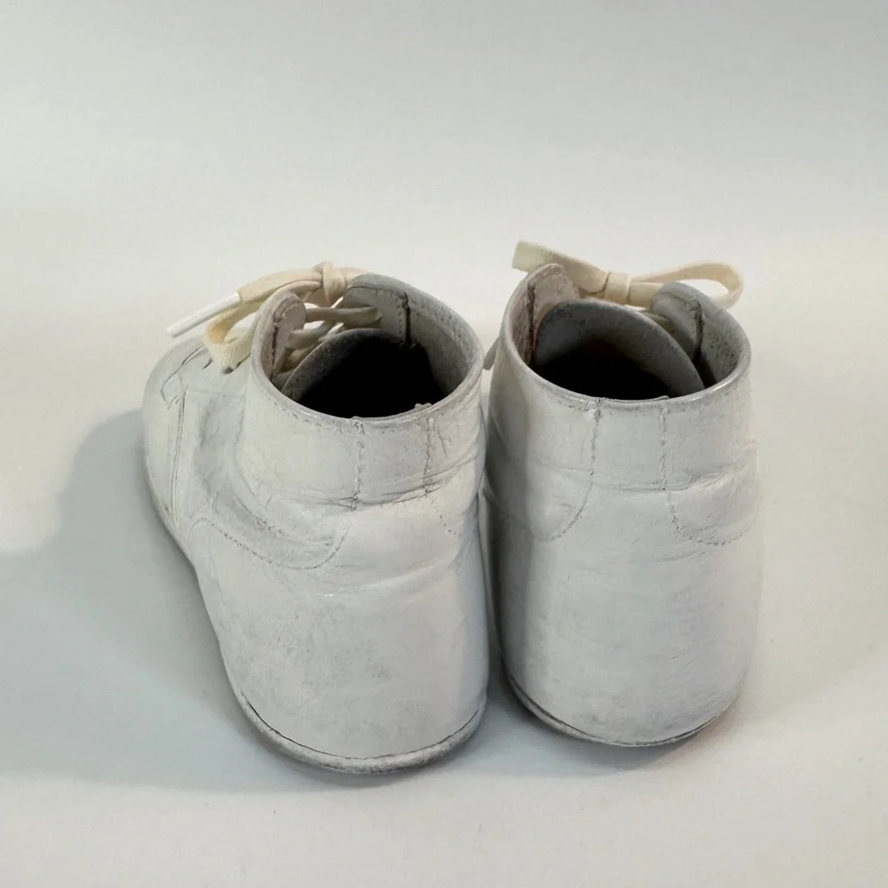 Vintage Ivory White Leather Crib Baby Walker‎ Shoes
